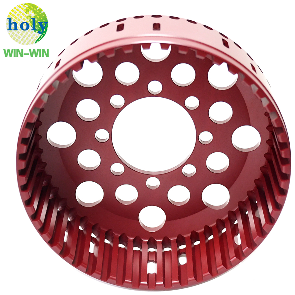Aluminio de anodización dura roja7075T6 CNC Mecanizado Herramienta de motocicleta 48T Cesta de embrague